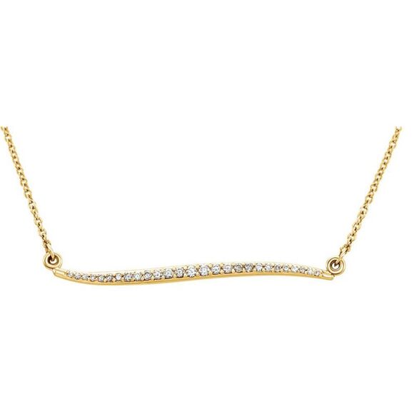 1/6 Ctw Diamond Curved Bar Necklace in 14k Yellow Gold, 17.5 Inch - Picture 1 of 4